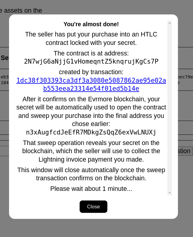HTLC 1
                      minute wait window